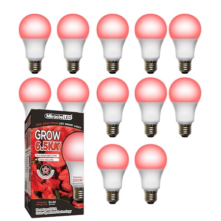 Miracle Led 6.5KK Pro-Pack Indoor Grow Light Bulb, 6500K Red Spec. Replace 150W Grow Bulbs, 12PK 801895